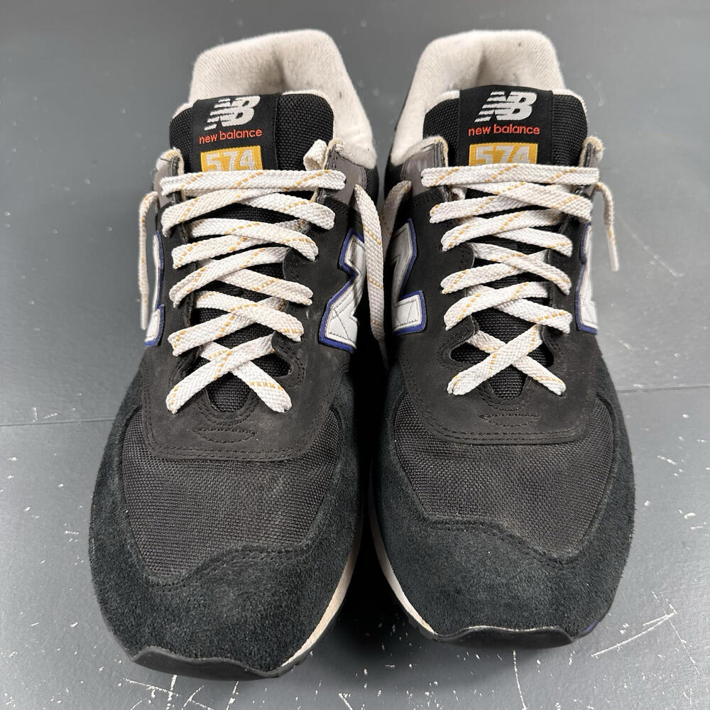 New Balance 574v2 Black Poppy Mens 10D Black Suede And Fabric Trainers - Picture 3 of 9